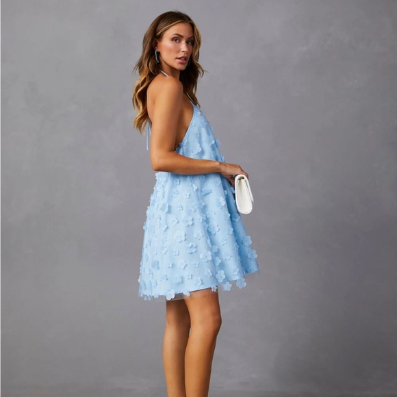 Niari Floral Embellished Halter Mini Dress - Picture 3 of 3